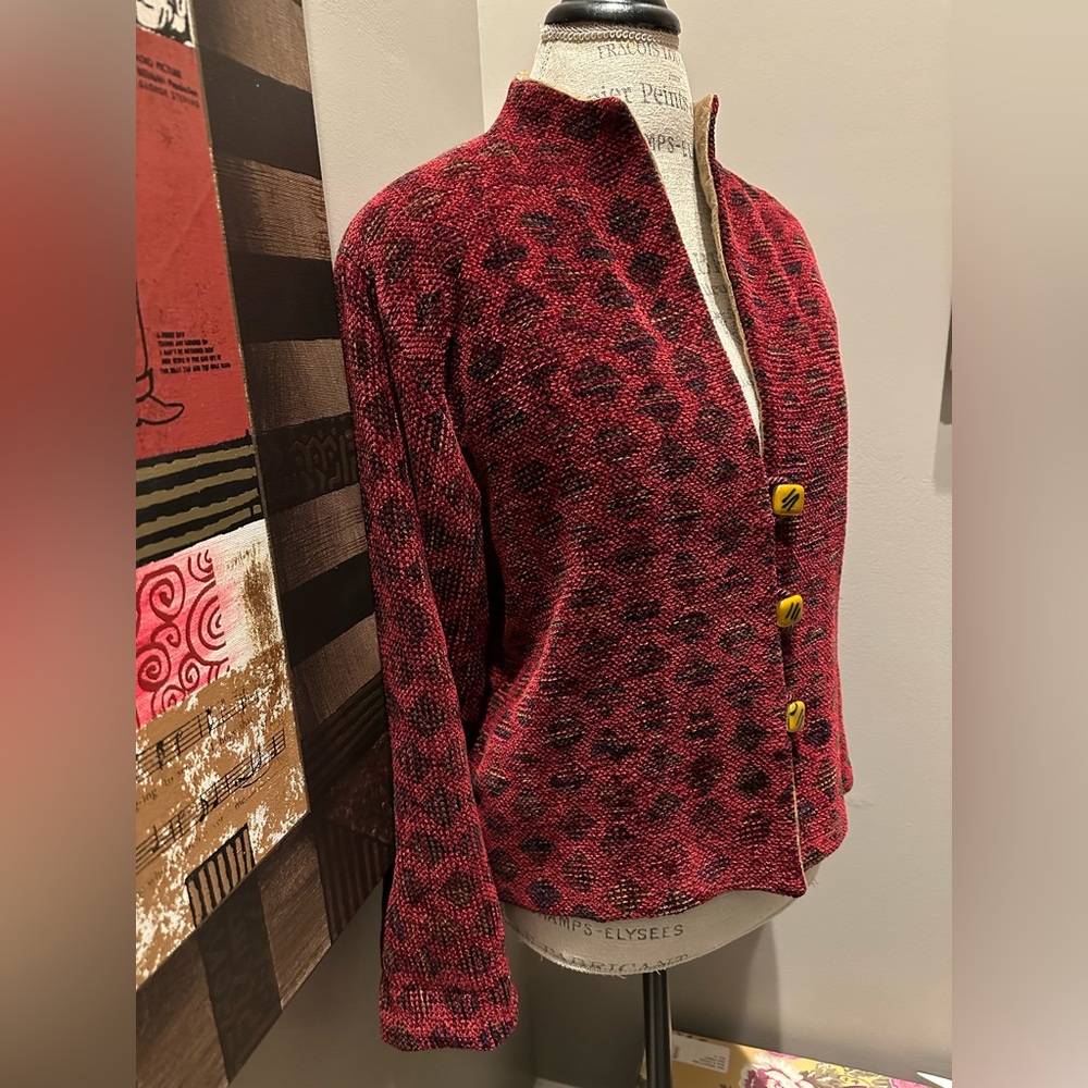 Susan Smith Artwear Chenille Patterned Jacket w/Jacquard Accents - VERY UNIQUE!! - Picture 4 of 13